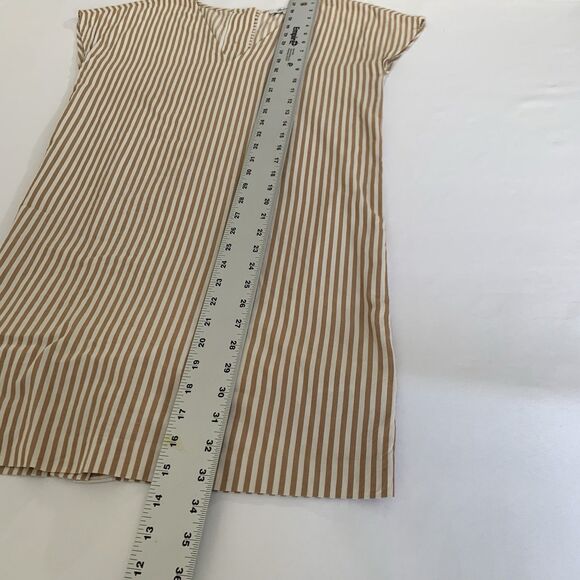 Madewell Button Back Easy Dress XS Tan White Stripe Boho Nautical Summer Travel - Picture 10 of 10